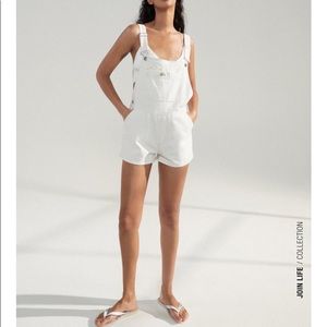 ZARA overall denim shorts size MED